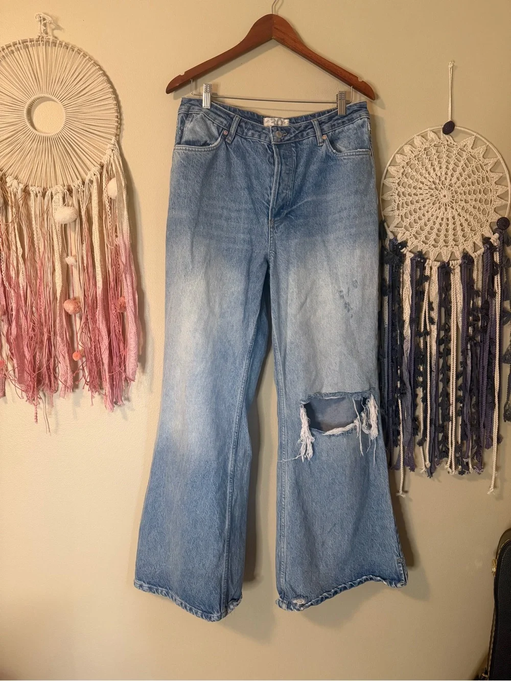 Free People CRVY Misfit Flare Denim Jeans Blue Size 30